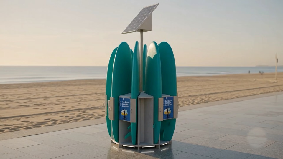 Casiers sécurisés pour matériel nautique de la station solaire Wave-Up