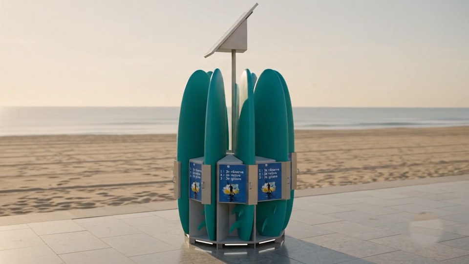 Station Wave-Up de location de paddle et de surf en libre-service : équiper une plage municipale